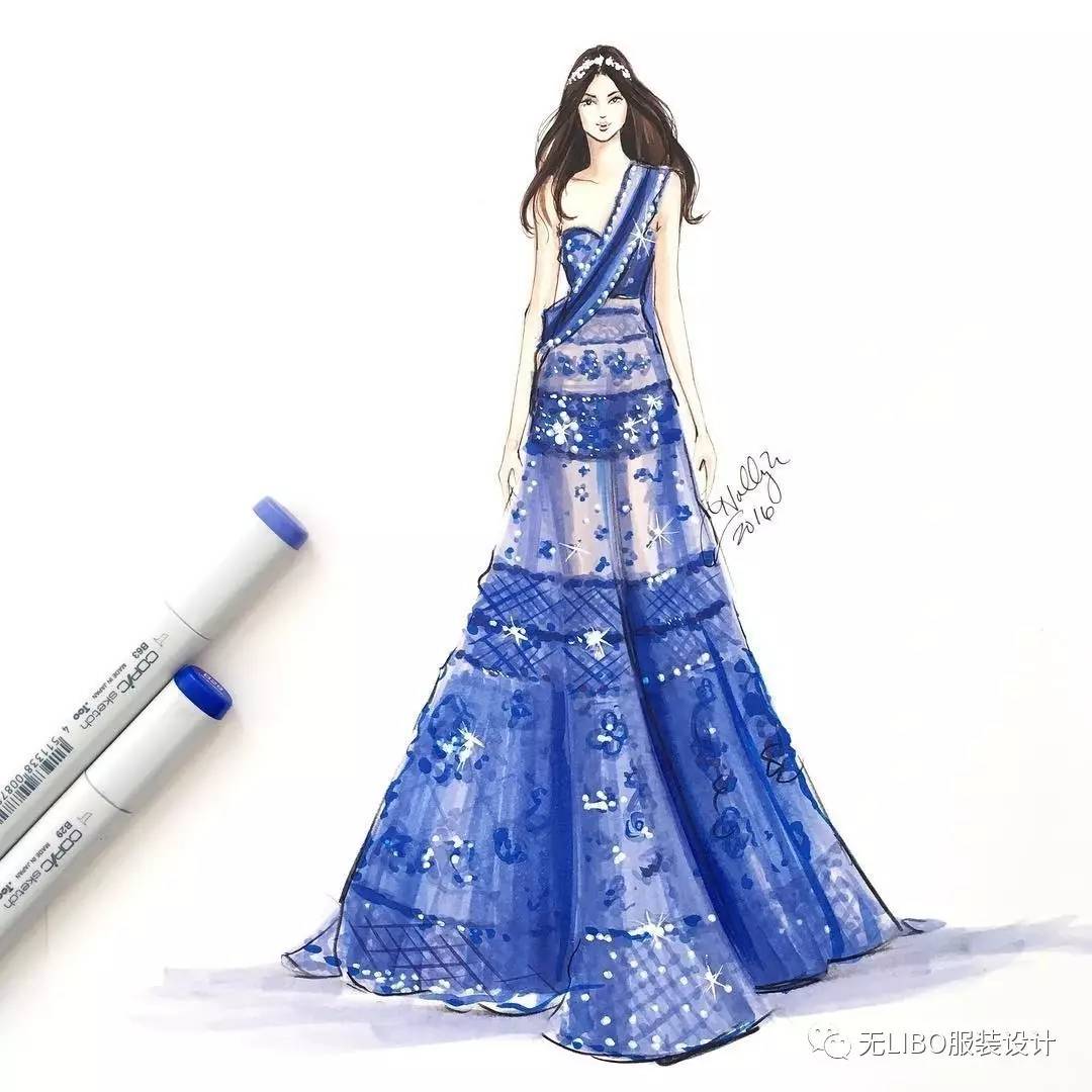 300張水彩馬克筆服裝設計手稿插畫素材免費領取手慢無