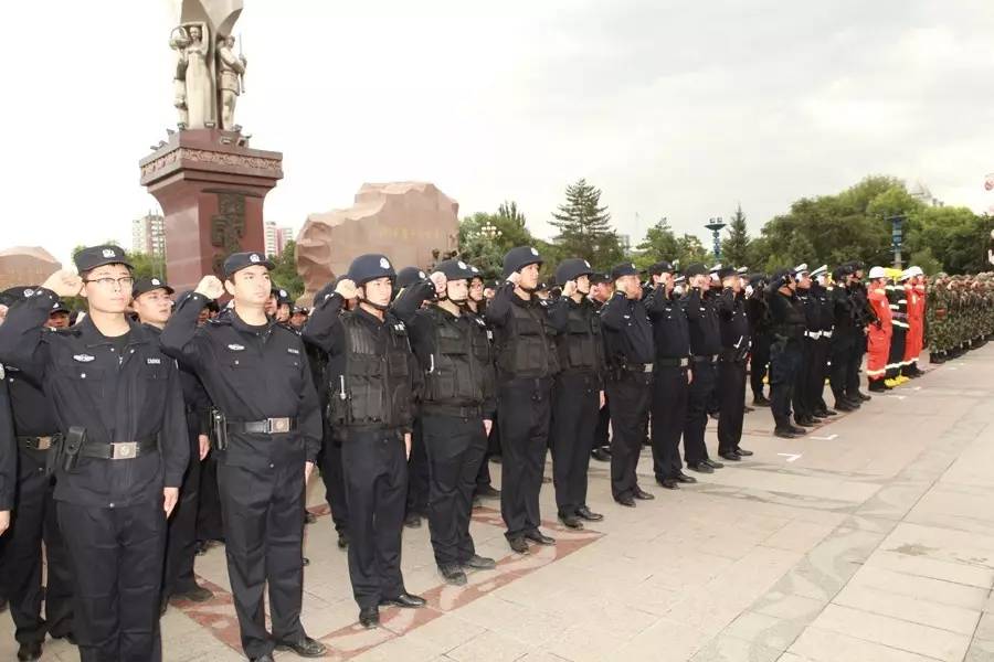 公安交警,特警,武警部队,预备役师,武装部民兵出动各类车辆80余辆