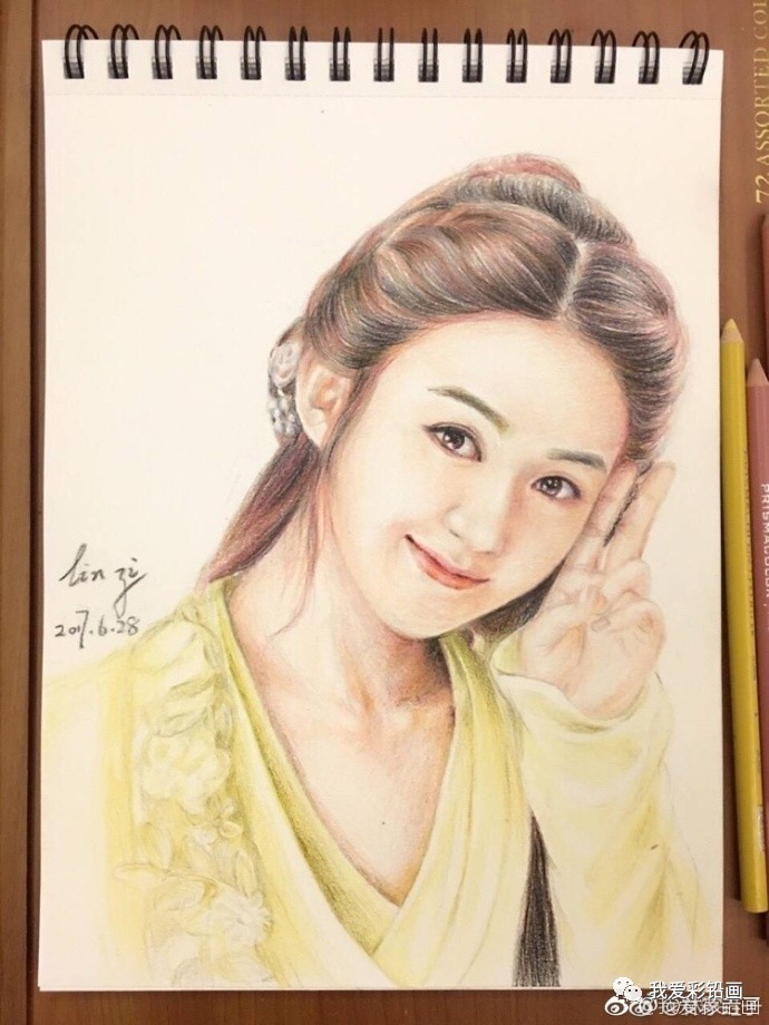 彩铅画明星真人图片