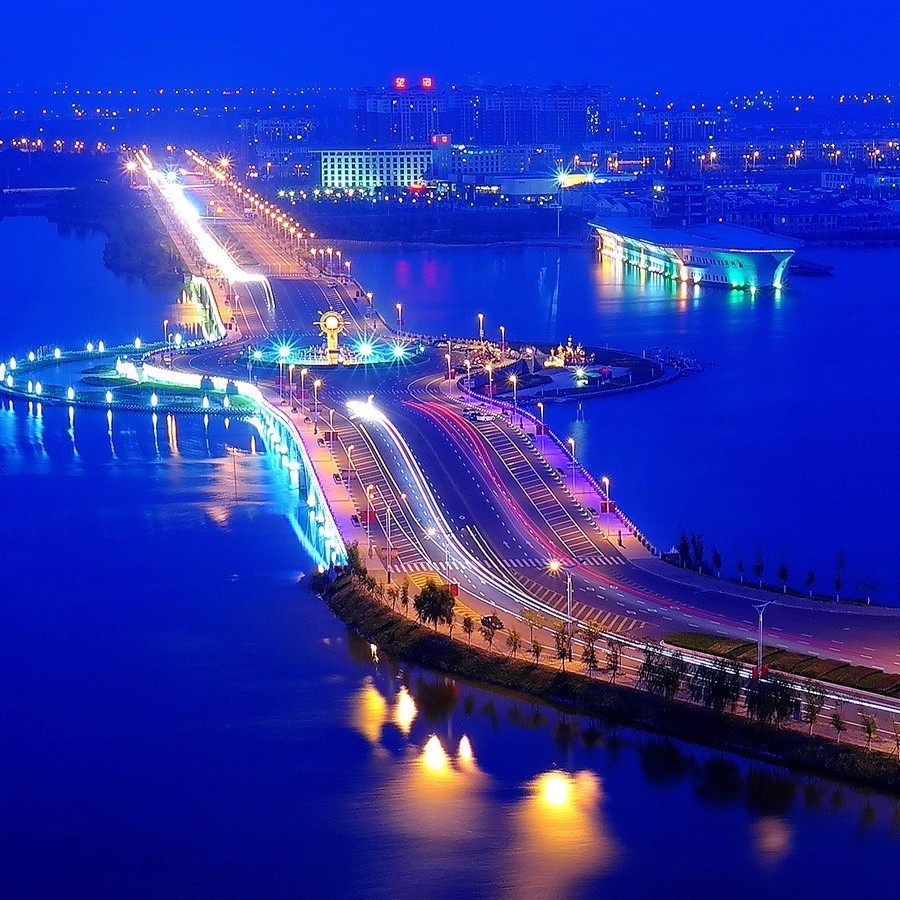 滨州中海夜景,俯瞰酷似一块手表!