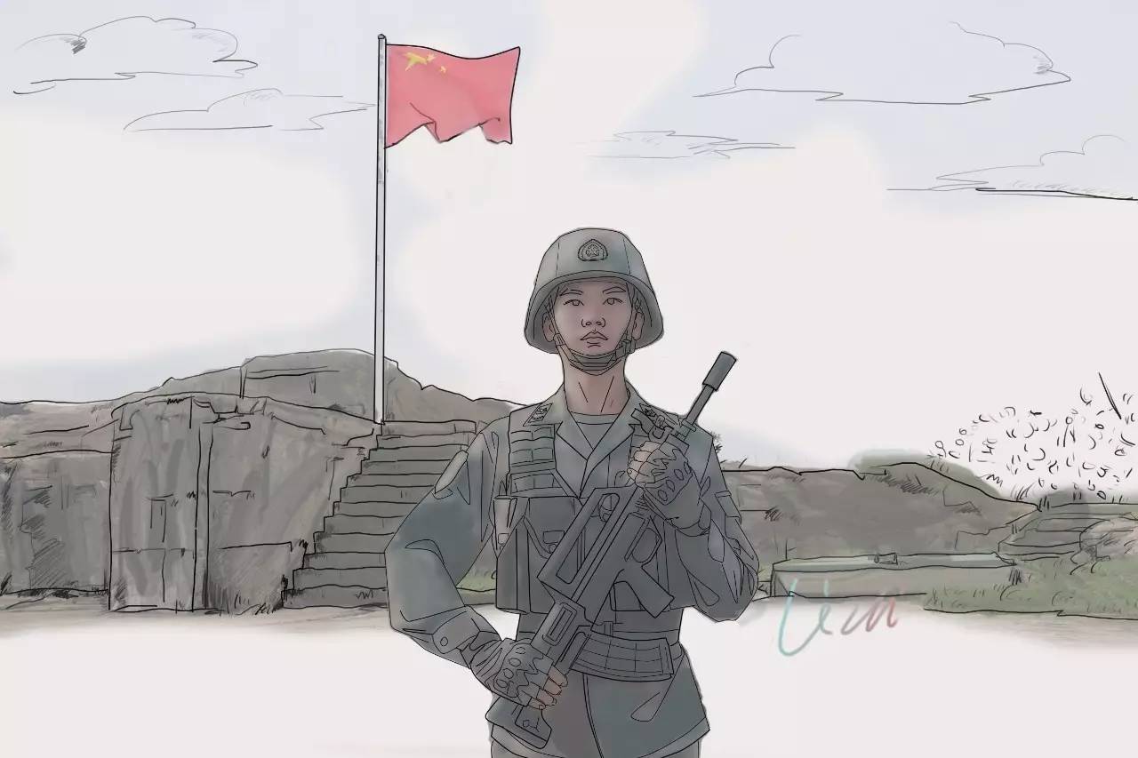分享战士手绘驻港场景唯美画面致敬香港回归20周年
