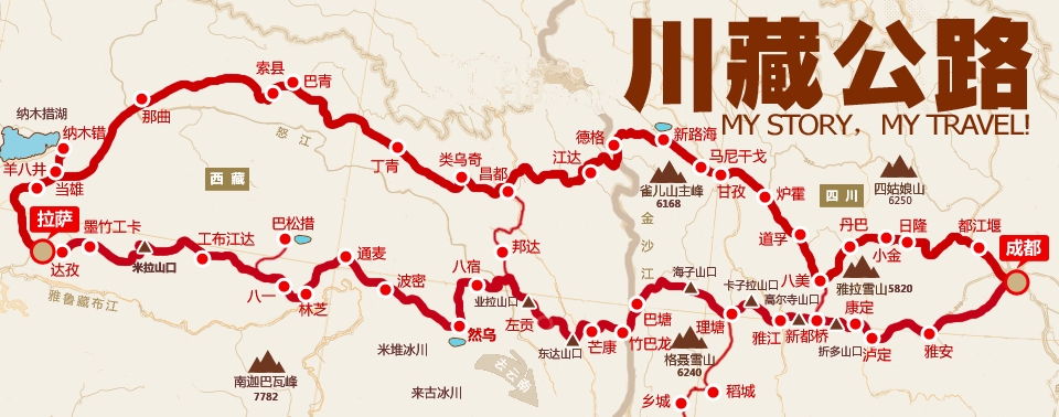 一,差別之線路里程【川藏南線318國道里程路線:2140km】成都→147km