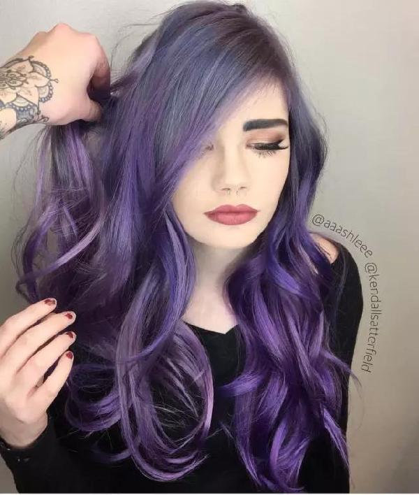 紫色时尚潮流发型欣赏