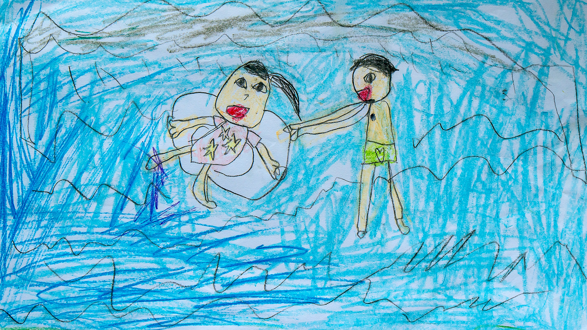 在戏水池里儿童简笔画图片