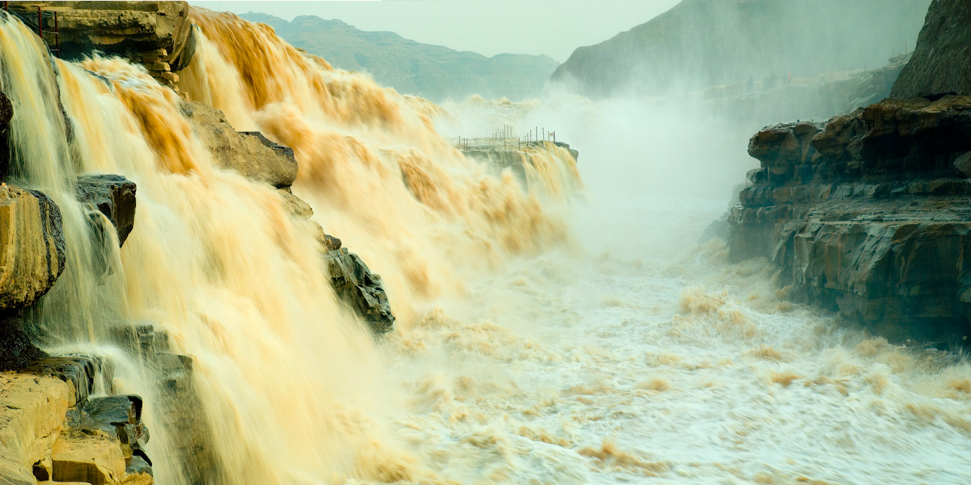 黄河入海口瀑布照片图片