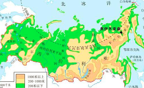 俄罗斯奥伊米亚康地图图片