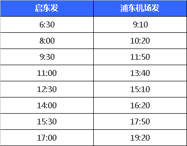 最新2017啟東汽車站夏季時刻表(含浦東機場班次)