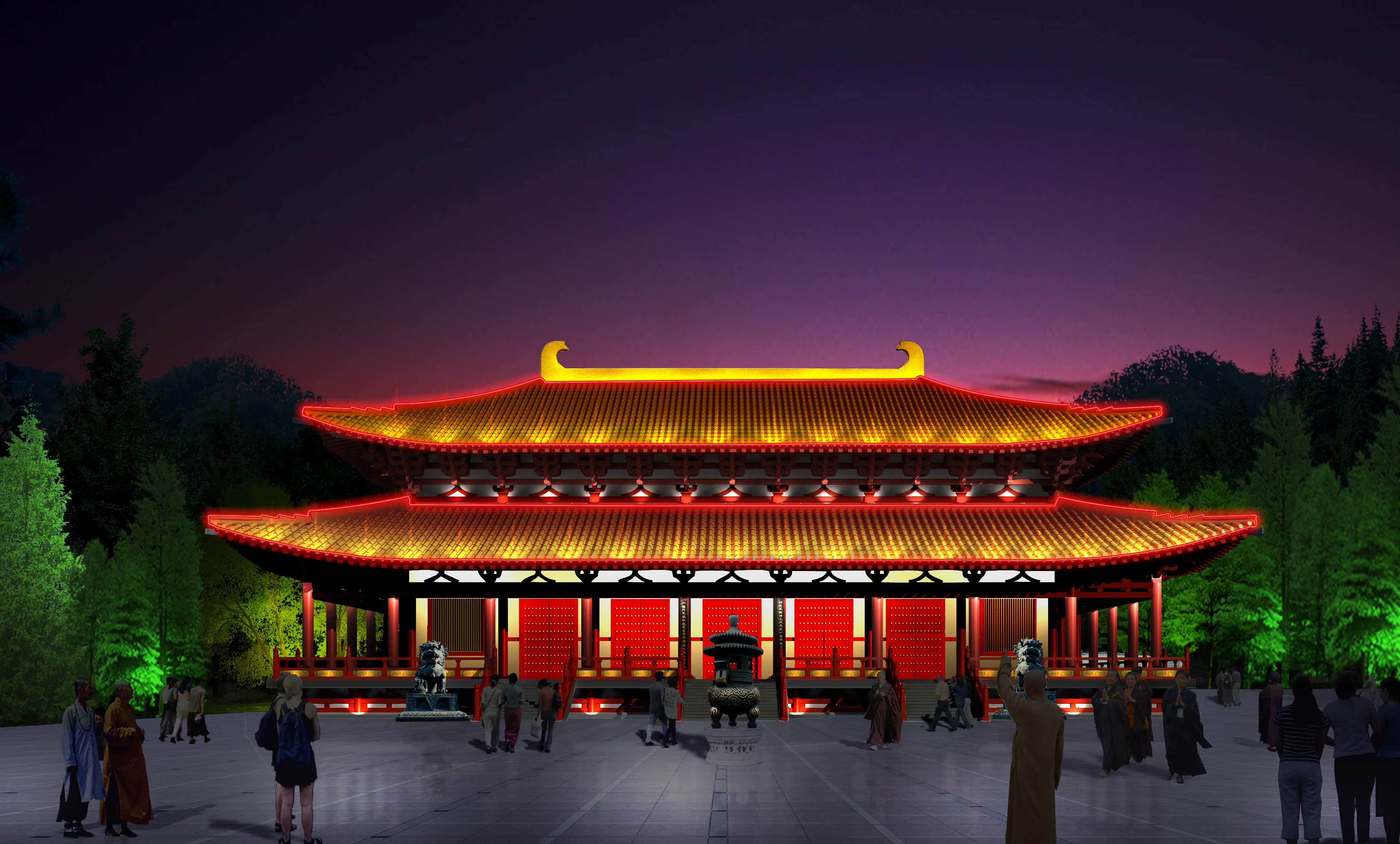 寺庙古建筑夜景照明如何进行有效的保护设计