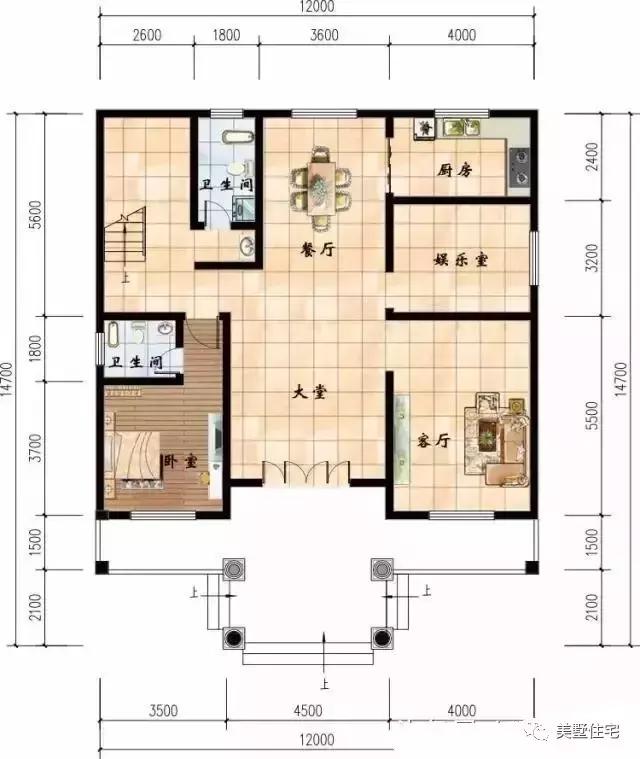 12x14米农村自建房带大堂屋设神位符合农村