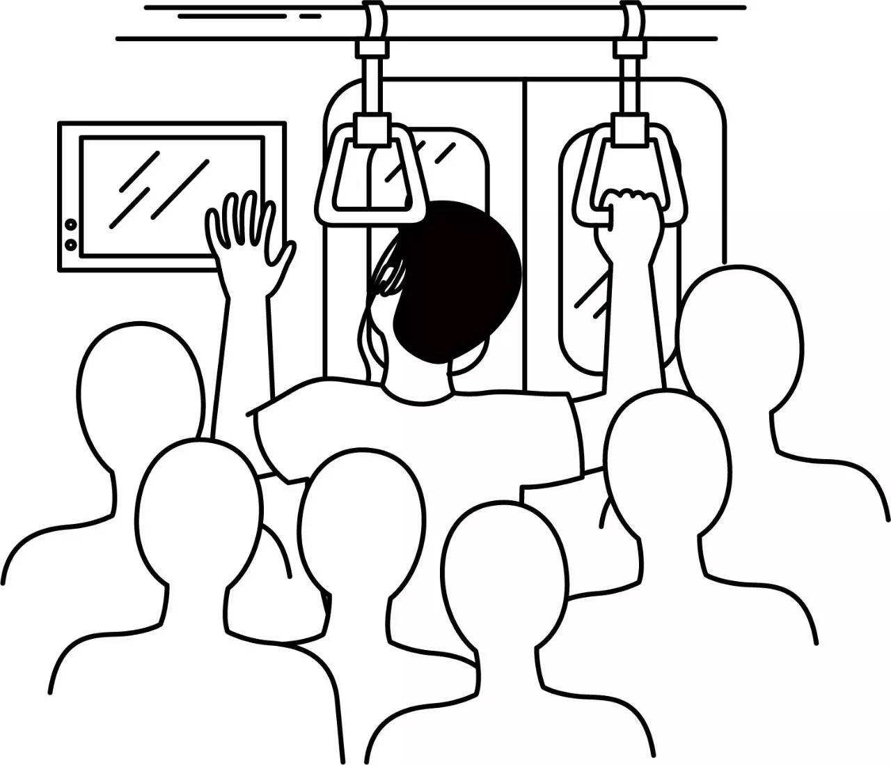 坐地铁的简笔画图片