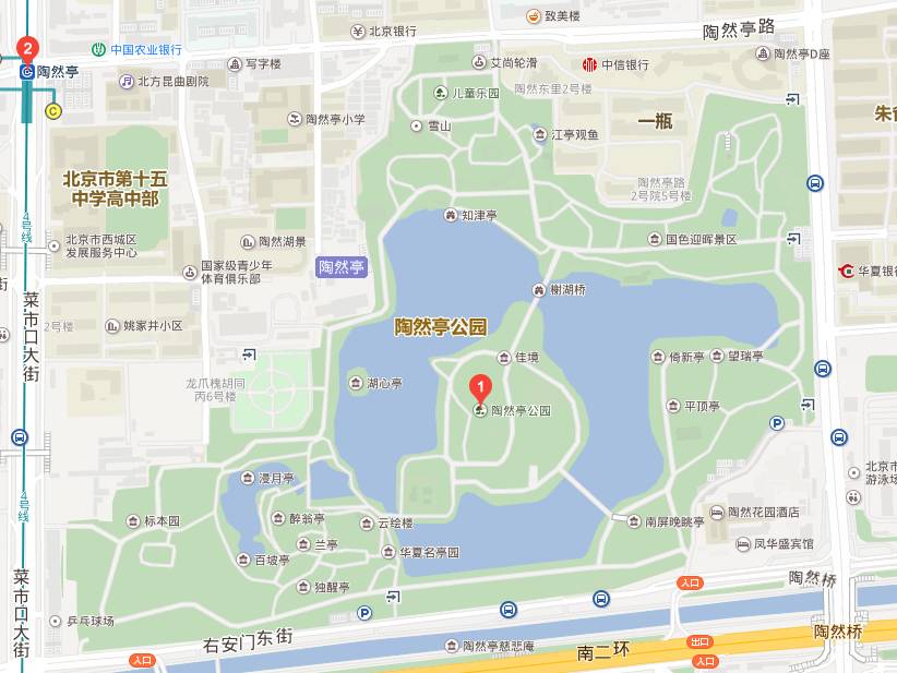 陶然亭的地理位置可谓是亲民许多了,在北京南二环附近的陶然亭公园
