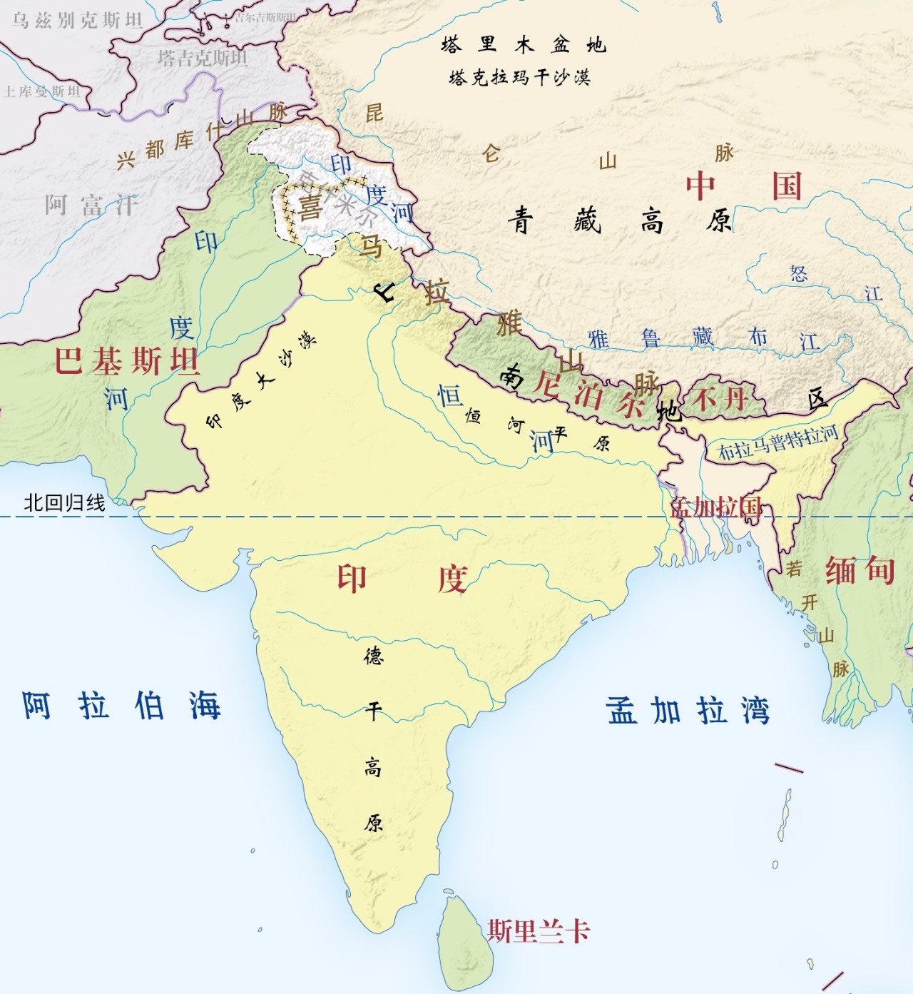 印度地理位置图图片
