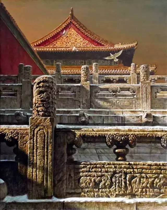 陈合西古建筑油画图片