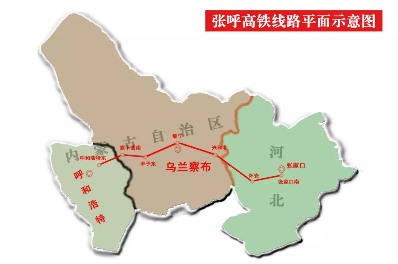 也是内蒙古首条新建高速铁路,东起张家口南站,途经怀安站,兴和北站
