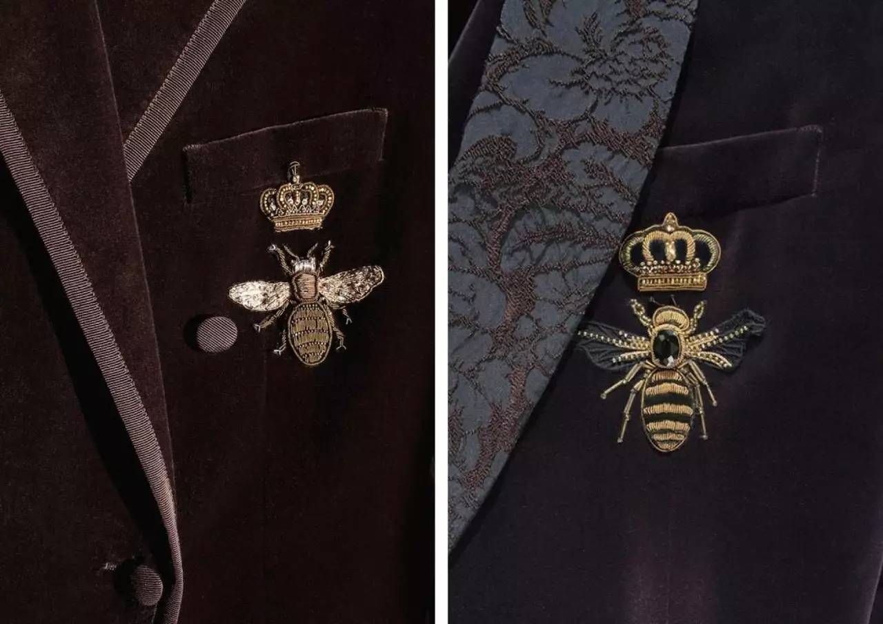 象征着高贵与权柄的皇冠图案和蜜蜂成为一个整体,不论是服装还是饰品