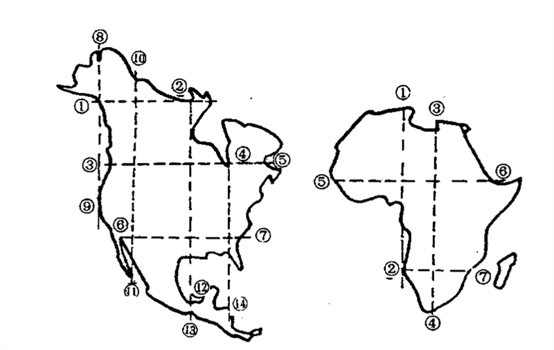北美洲輪廓圖 非洲輪廓圖