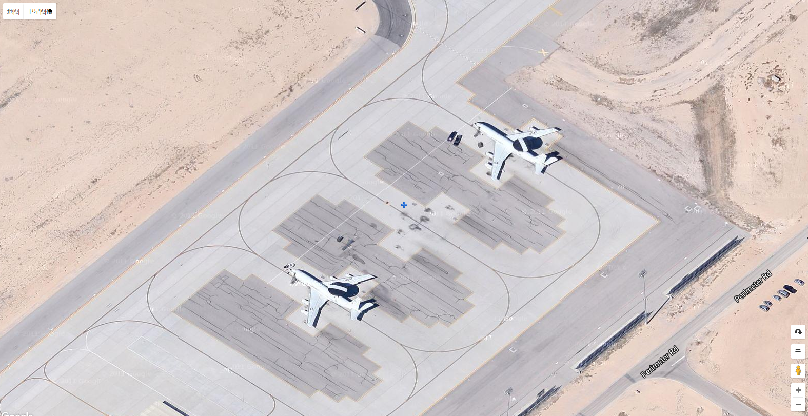 谷歌地球下的美国拉斯维加斯内斯利空军基地