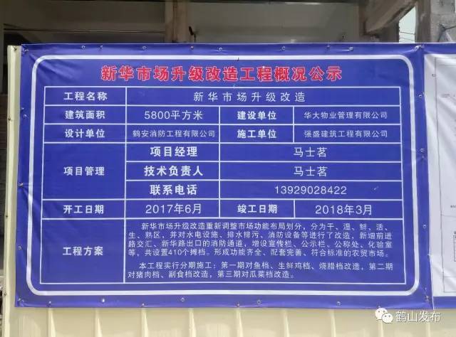 在新華市場改造工程現場,報料兄弟看到改造工程概況公示牌被放在醒目