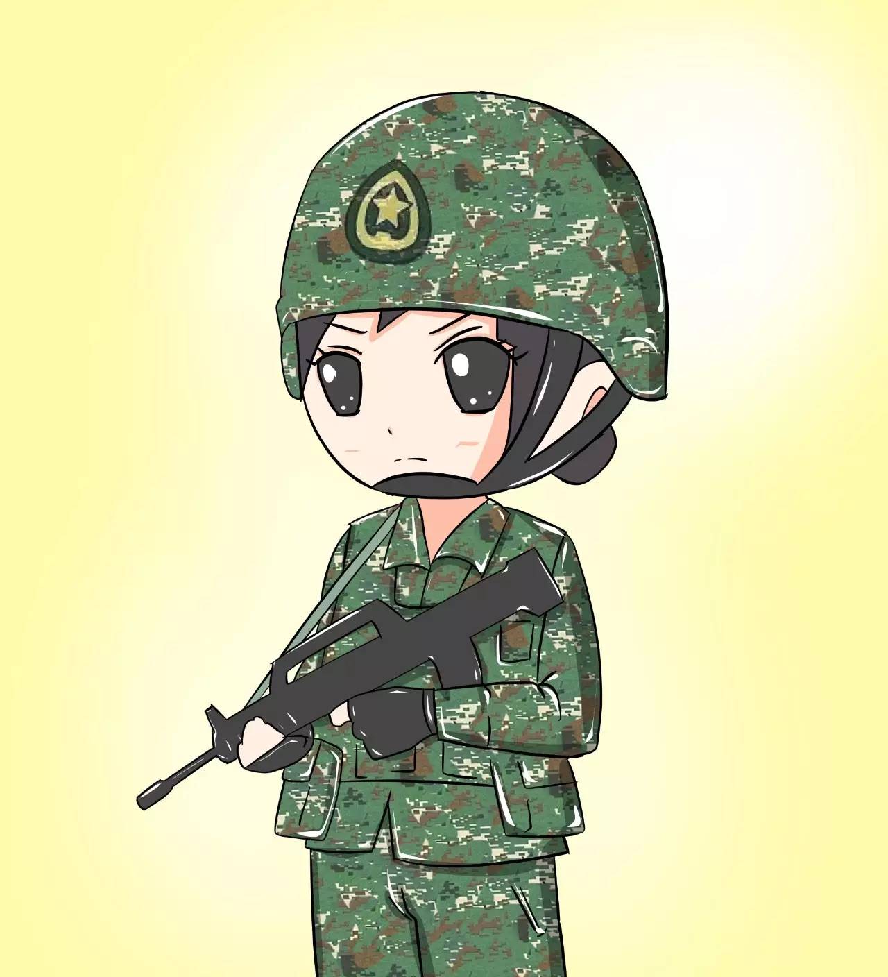 武警女兵卡通头像图片