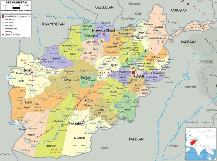 阿富汗政区图高清大版图片